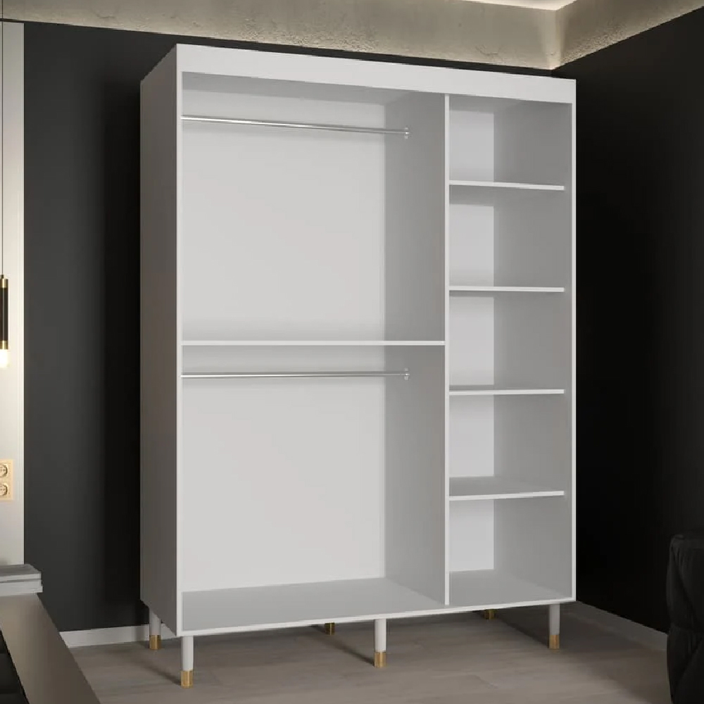 Tarboro Wooden Wardrobe 150cm With 2 Sliding Doors In White