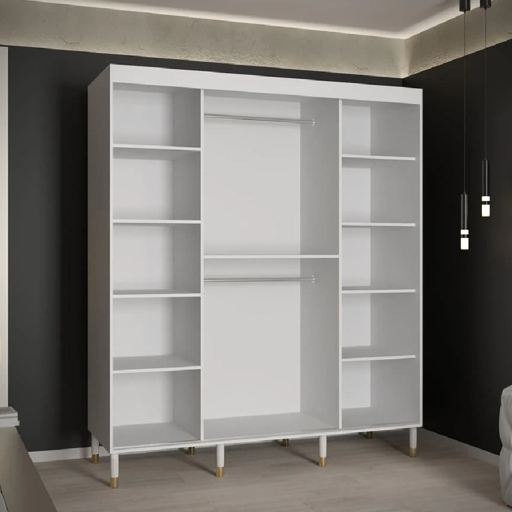 Tarboro Wooden Wardrobe 180cm With 2 Sliding Doors In White
