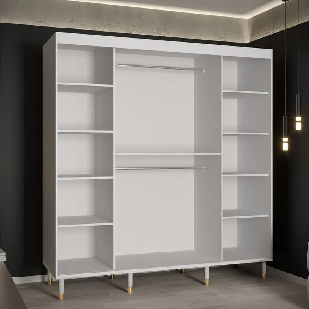 Tarboro Wooden Wardrobe Large With 2 Sliding Doors In White