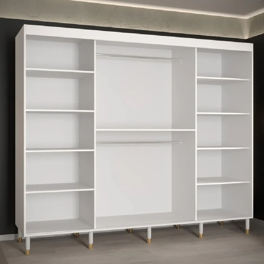 Tarboro Wooden Wardrobe Large With 3 Sliding Doors In White