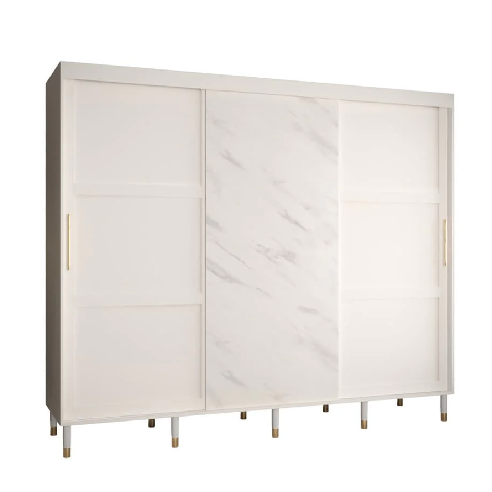 Tarboro Wooden Wardrobe Large With 3 Sliding Doors In White