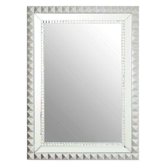 Tariku Rectangular Wall Bedroom Mirror In Silver Wooden Frame