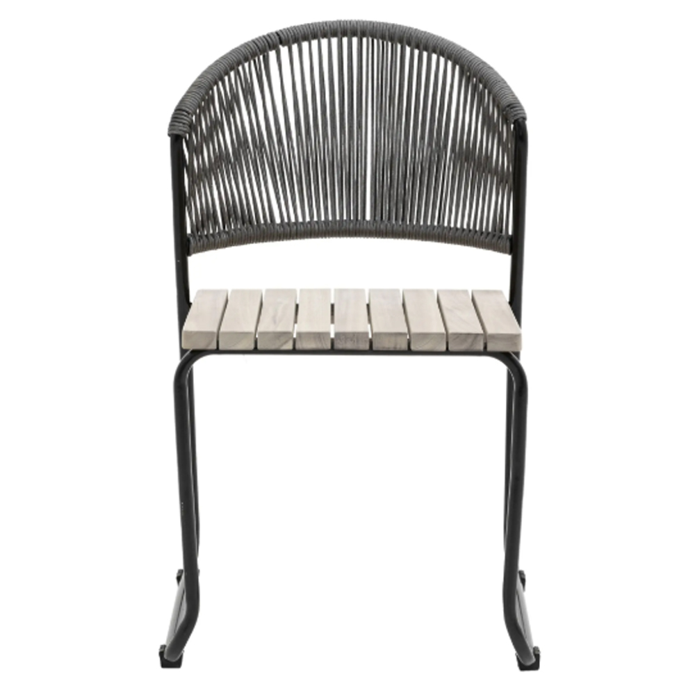 Tarkio Outdoor Grey Wooden Dining Chairs With Black Legs In Pair