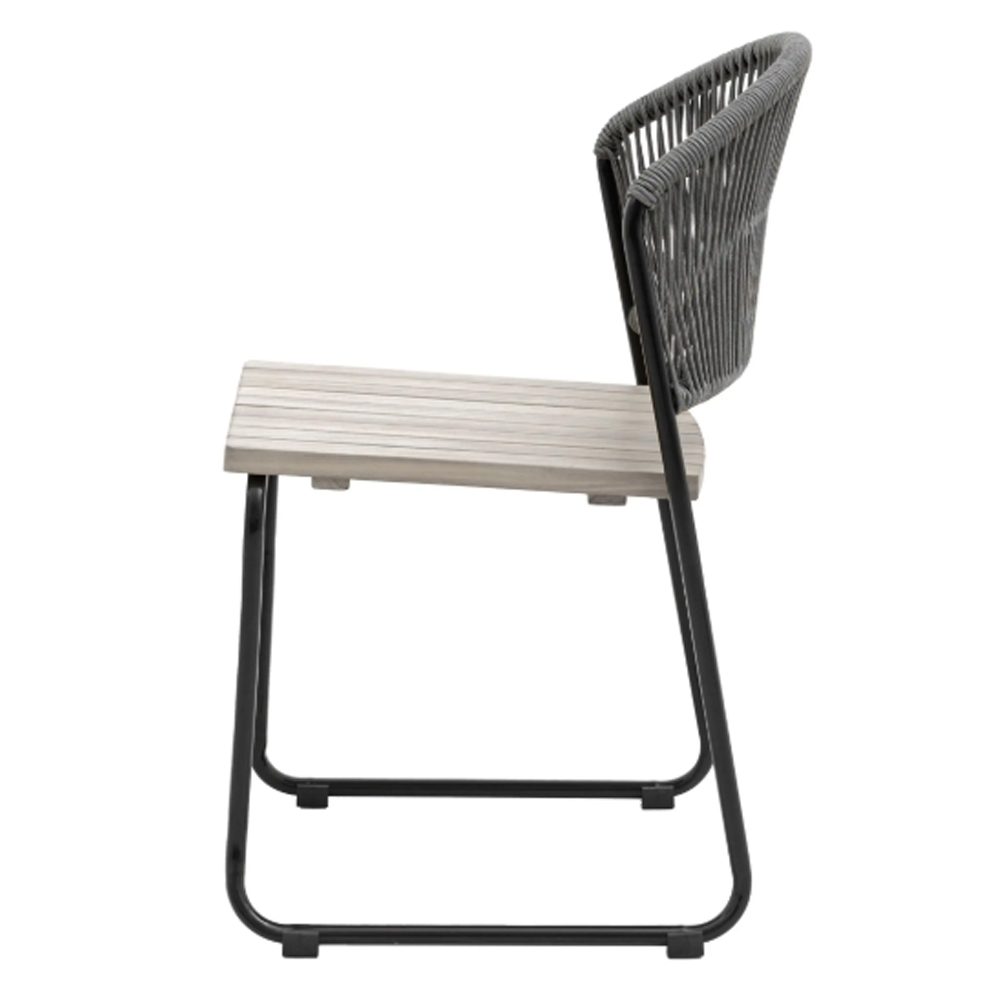 Tarkio Outdoor Grey Wooden Dining Chairs With Black Legs In Pair