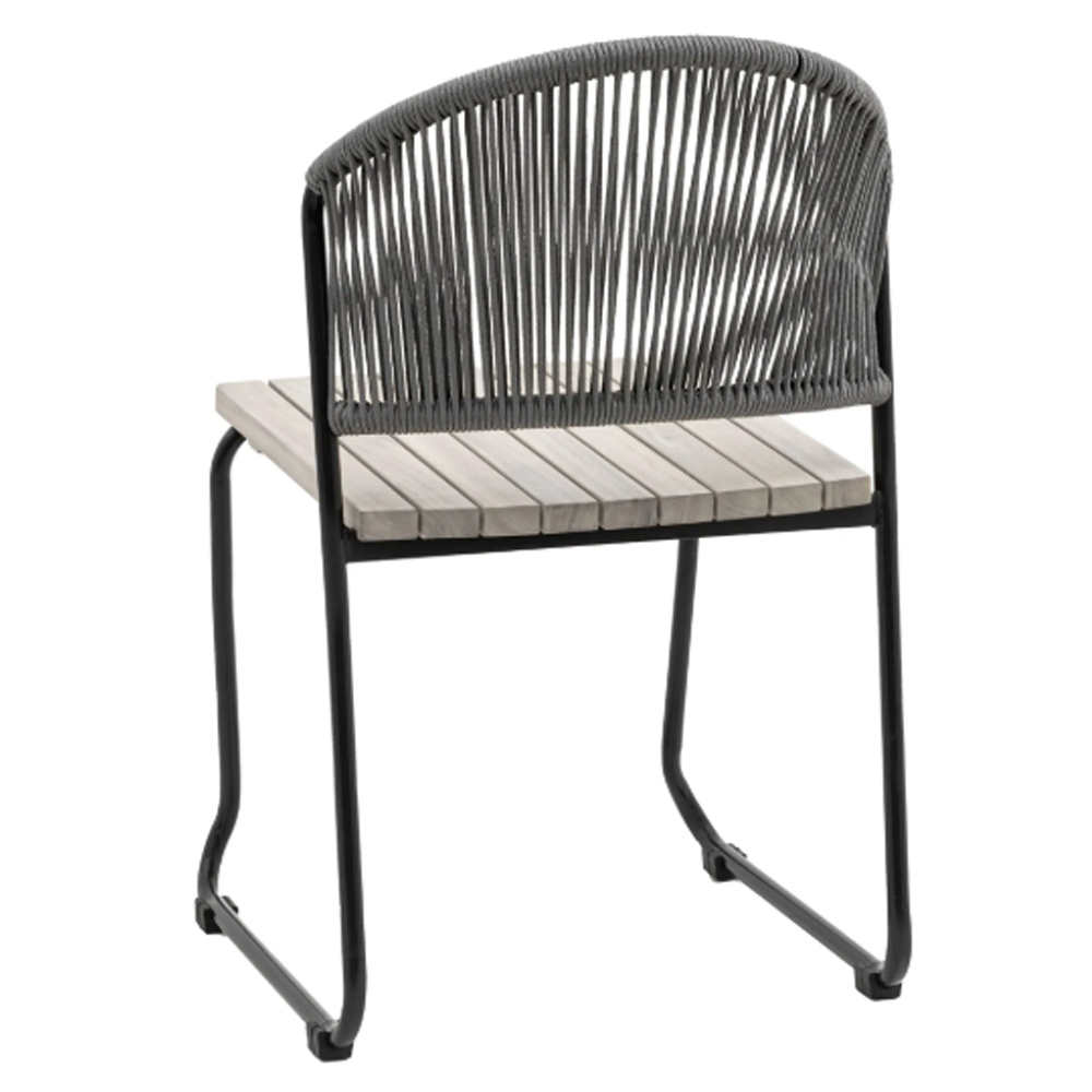 Tarkio Outdoor Grey Wooden Dining Chairs With Black Legs In Pair