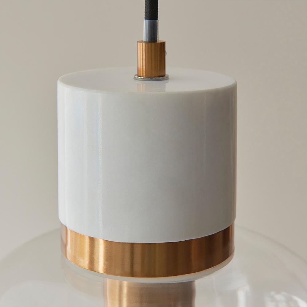 Tarrytown Clear Glass Pendant Light In White Volakas Marble