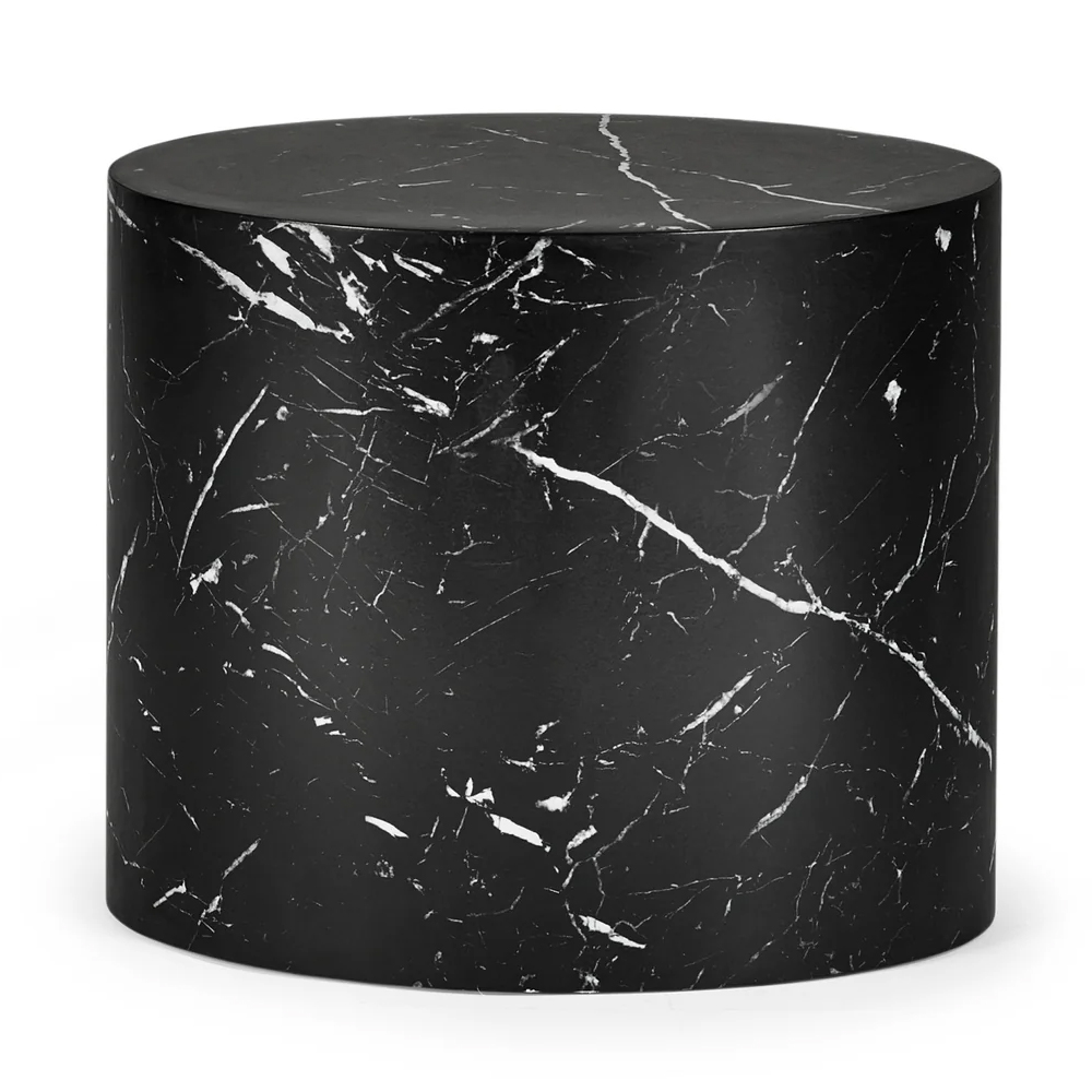 Tarrytown Faux Marble Effect Oval Nest of 2 Tables - Black