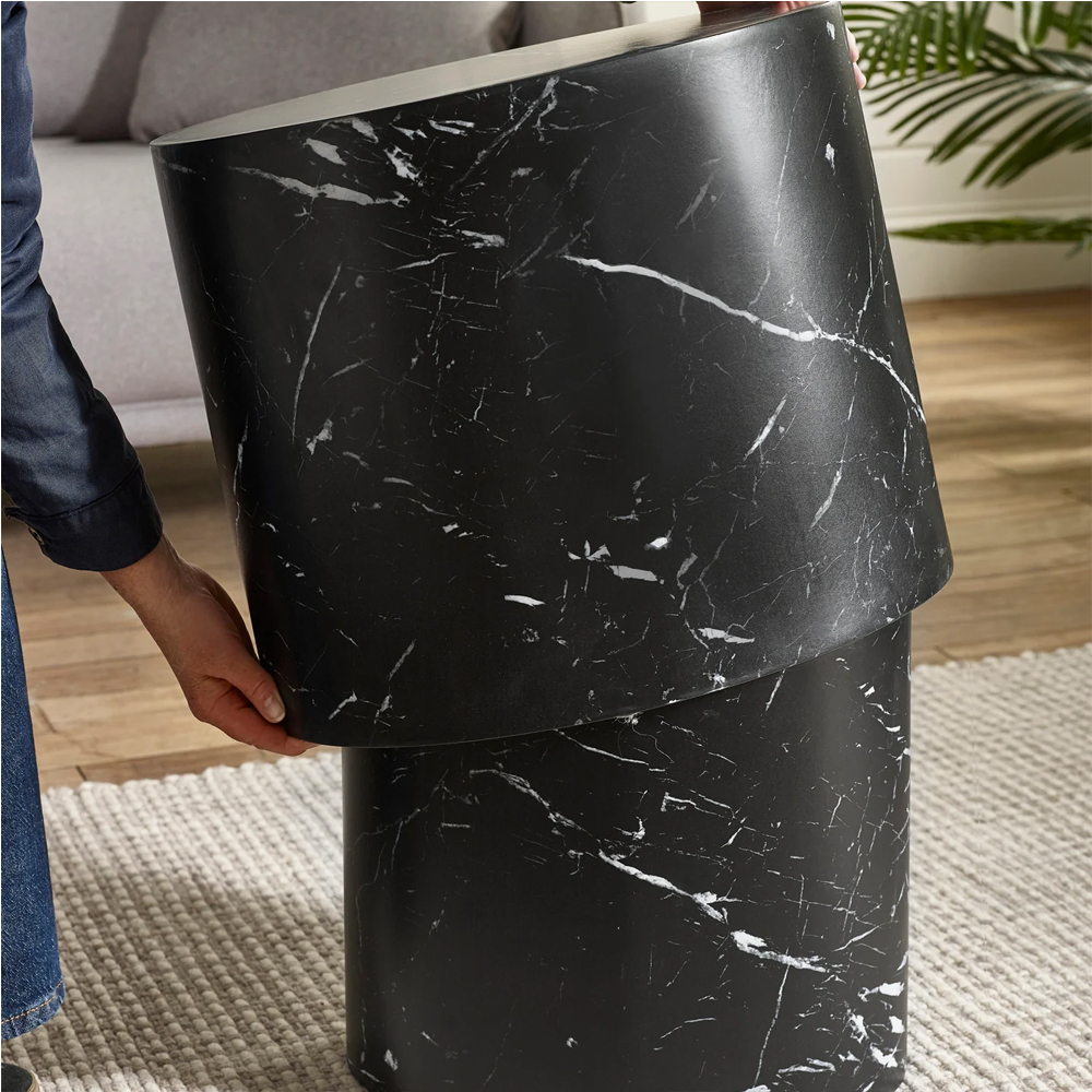 Tarrytown Faux Marble Effect Oval Nest of 2 Tables - Black