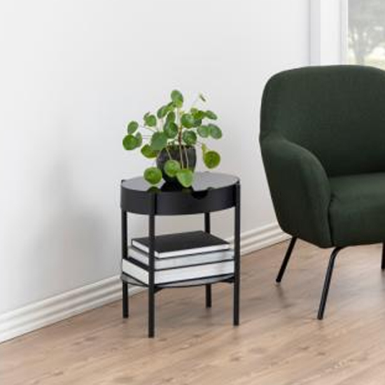 Tarrytown Smoked Glass Side Table With Black Metal Frame thumbnail