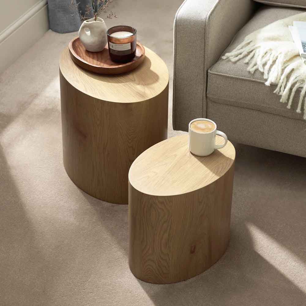 Tarrytown Wooden Oval Nest of 2 Tables in Oak