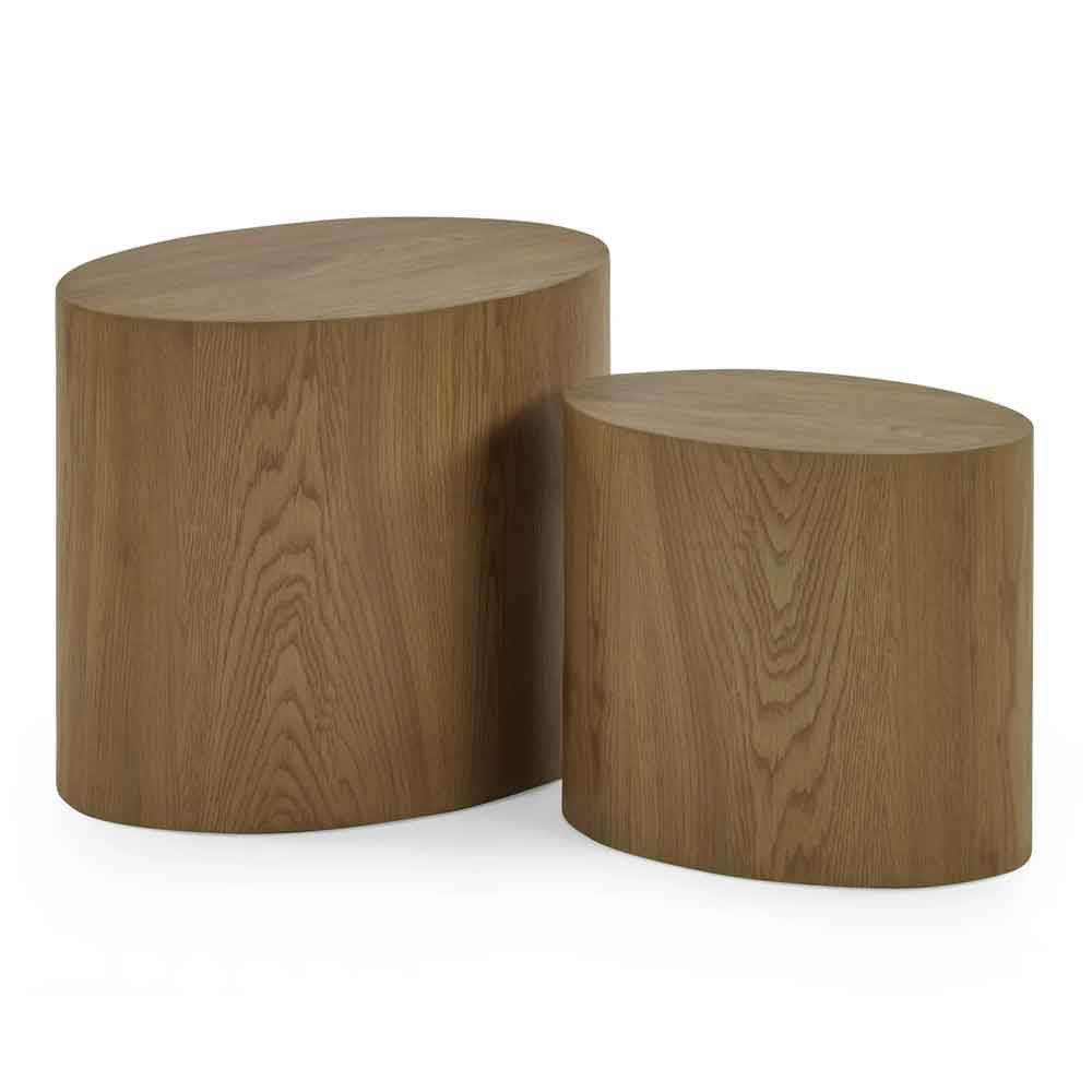 Tarrytown Wooden Oval Nest of 2 Tables in Oak