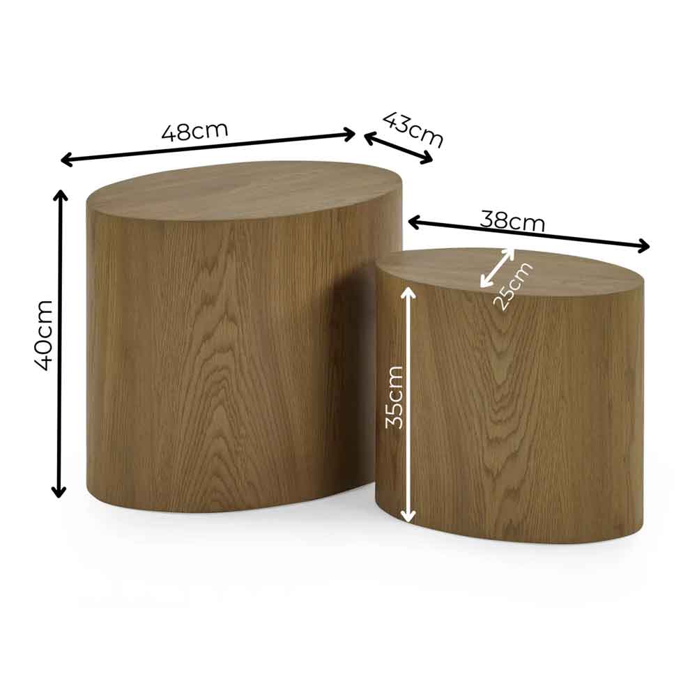 Tarrytown Wooden Oval Nest of 2 Tables in Oak