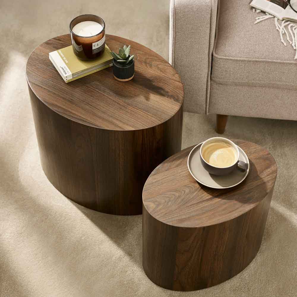 Tarrytown Wooden Oval Nest of 2 Tables in Walnut