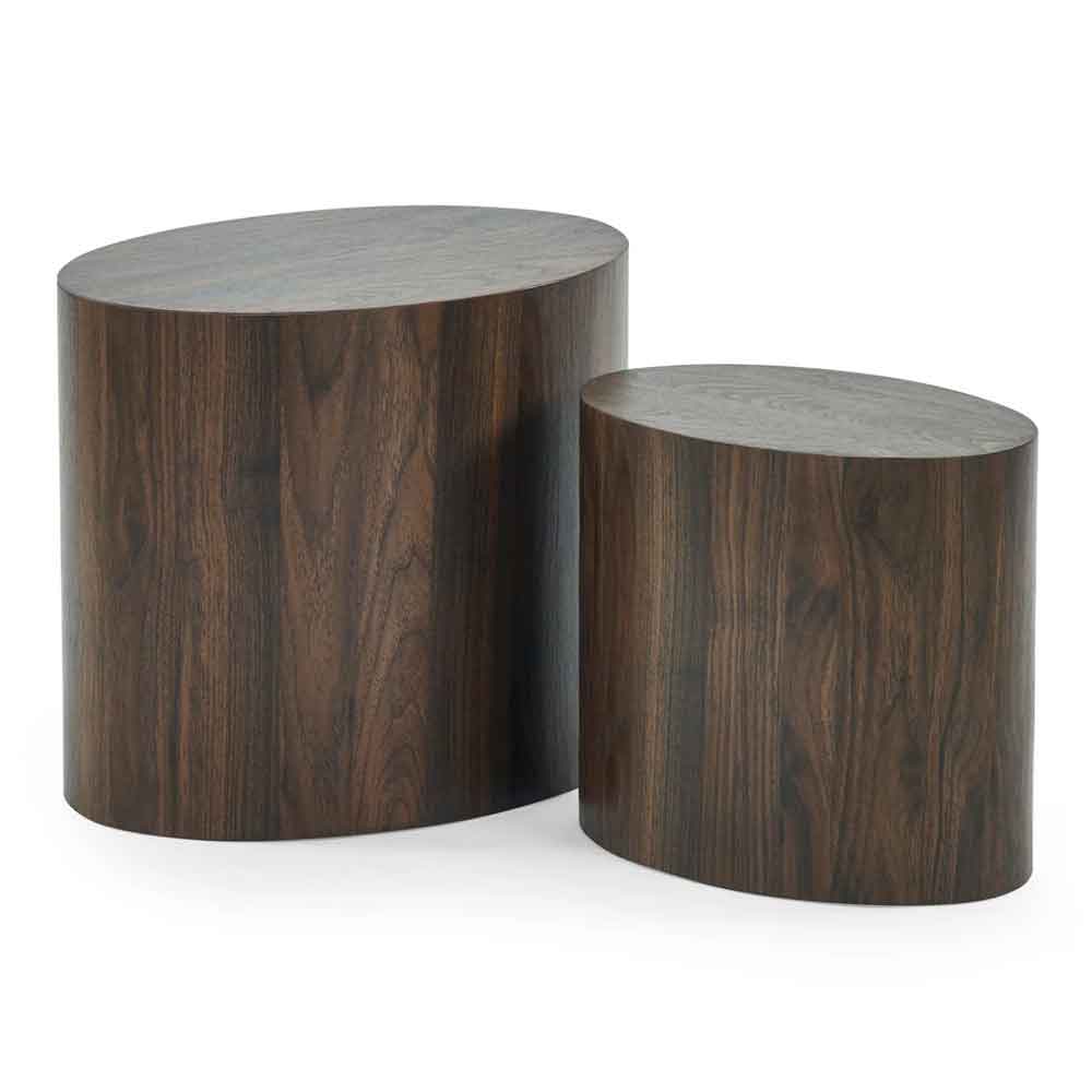 Tarrytown Wooden Oval Nest of 2 Tables in Walnut