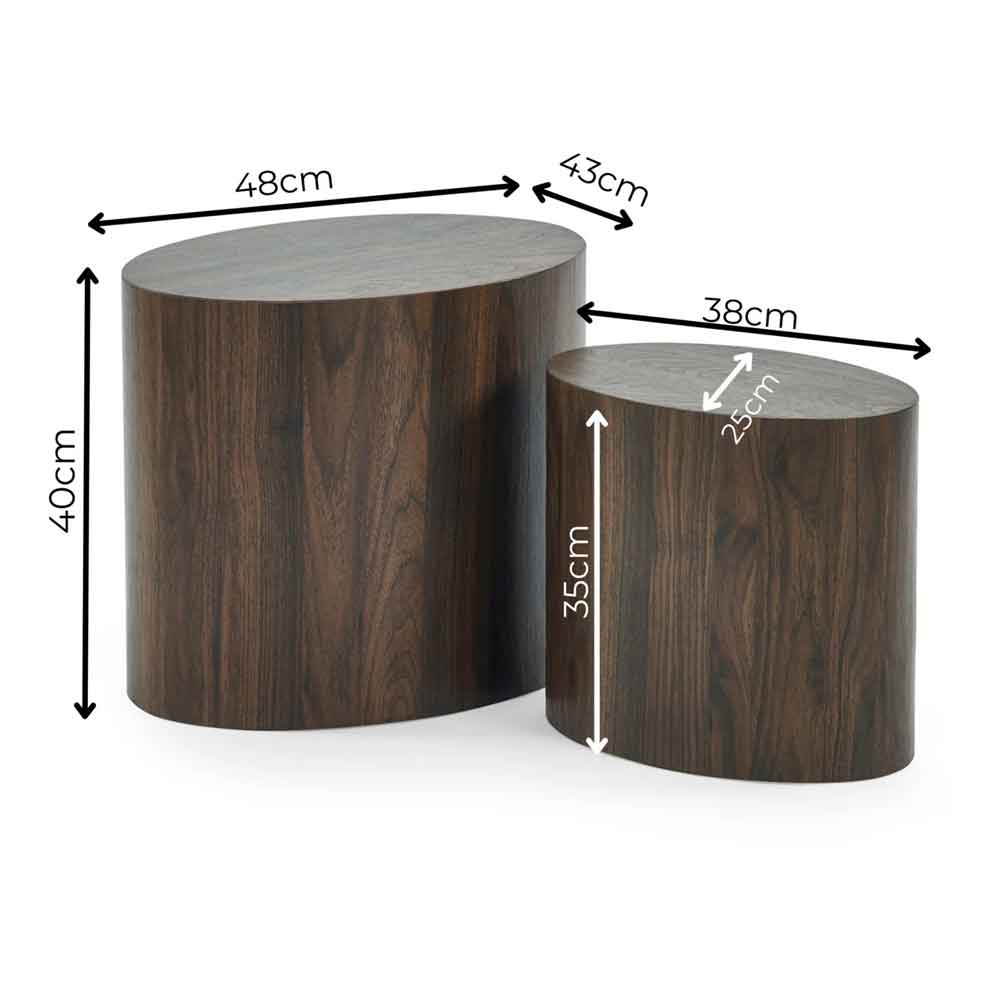Tarrytown Wooden Oval Nest of 2 Tables in Walnut
