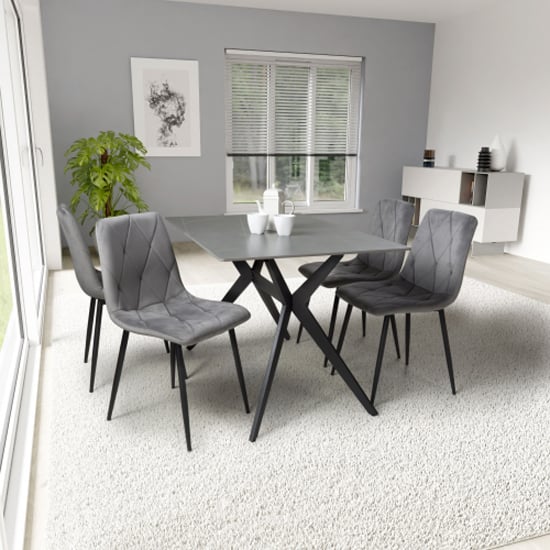 Product photograph of Tarsus 1 2m Grey Dining Table With 4 Lenoir Light Grey Chairs from Furniture in Fashion