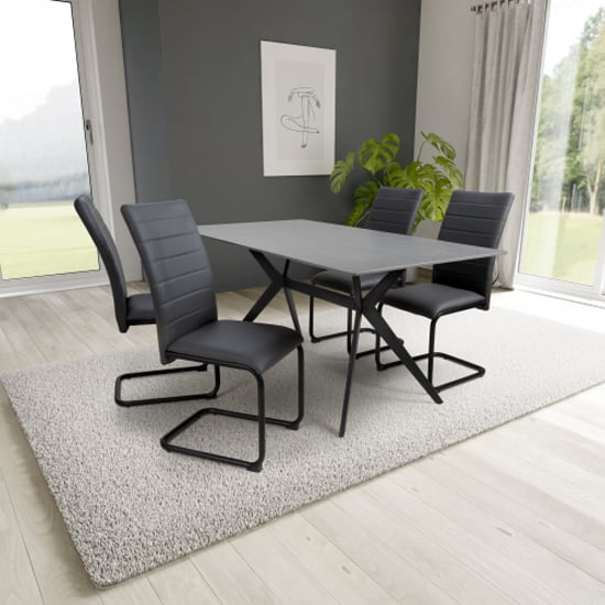 Tarsus 1.6m Grey Dining Table With 4 Clisson Grey Chairs