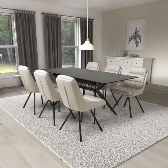 Read more about Tarsus black ceramic extending dining table 6 addis cream chairs