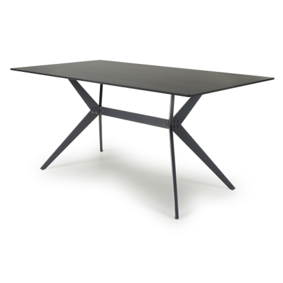 Read more about Tarsus large ceramic dining table with metal legs in black