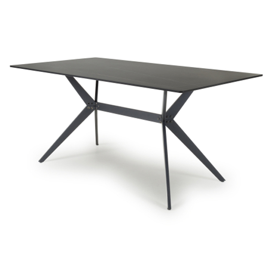 Tarsus Large Ceramic Top Dining Table In Black