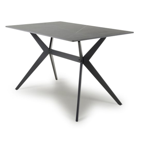 Read more about Tarsus ceramic dining table with metal legs in grey