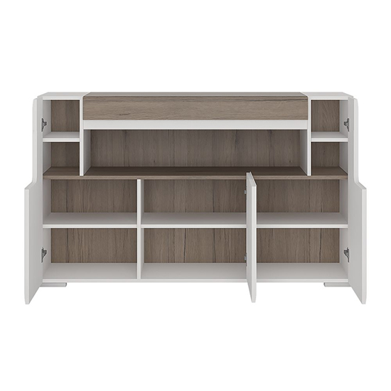 Tartu High Gloss Sideboard 3 Doors With White With LED