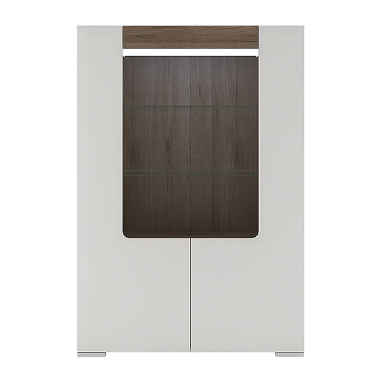 Tartu White High Gloss Low Display Cabinet 2 Doors With LED