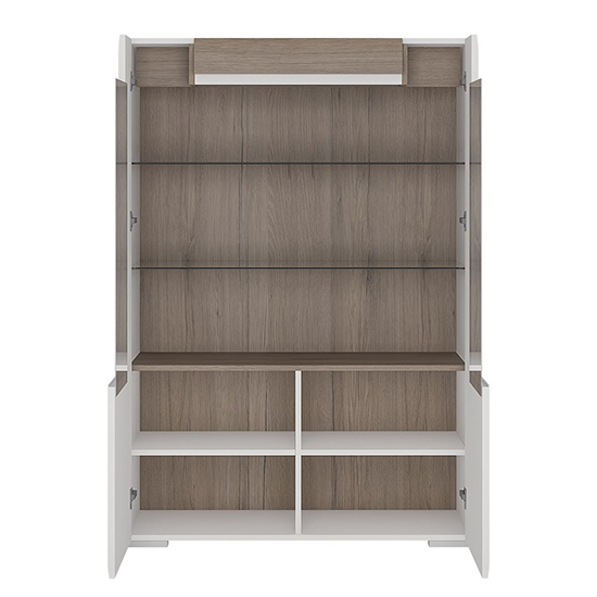 Tartu White High Gloss Low Display Cabinet 2 Doors With LED