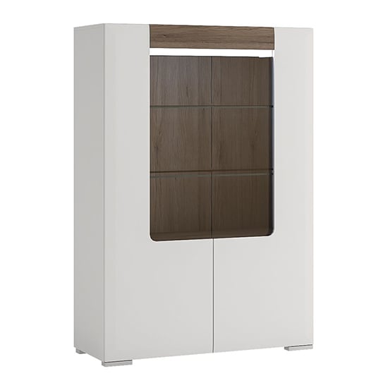 Product photograph of Tartu White High Gloss Low Display Cabinet 2 Doors With Led from Furniture in Fashion