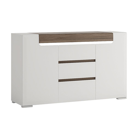 Read more about Tartu white high gloss sideboard 2 doors 3 drawers with led