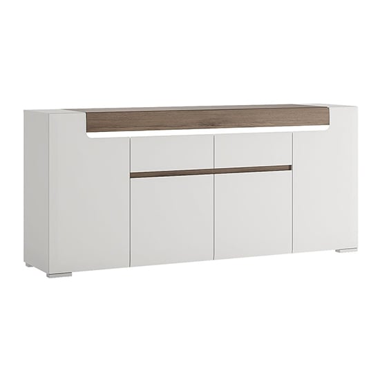 Product photograph of Tartu White High Gloss Sideboard 2 Doors 4 Drawers With Led from Furniture in Fashion