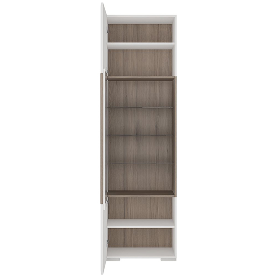 Tartu White High Gloss Tall Display Cabinet 2 Doors With LED