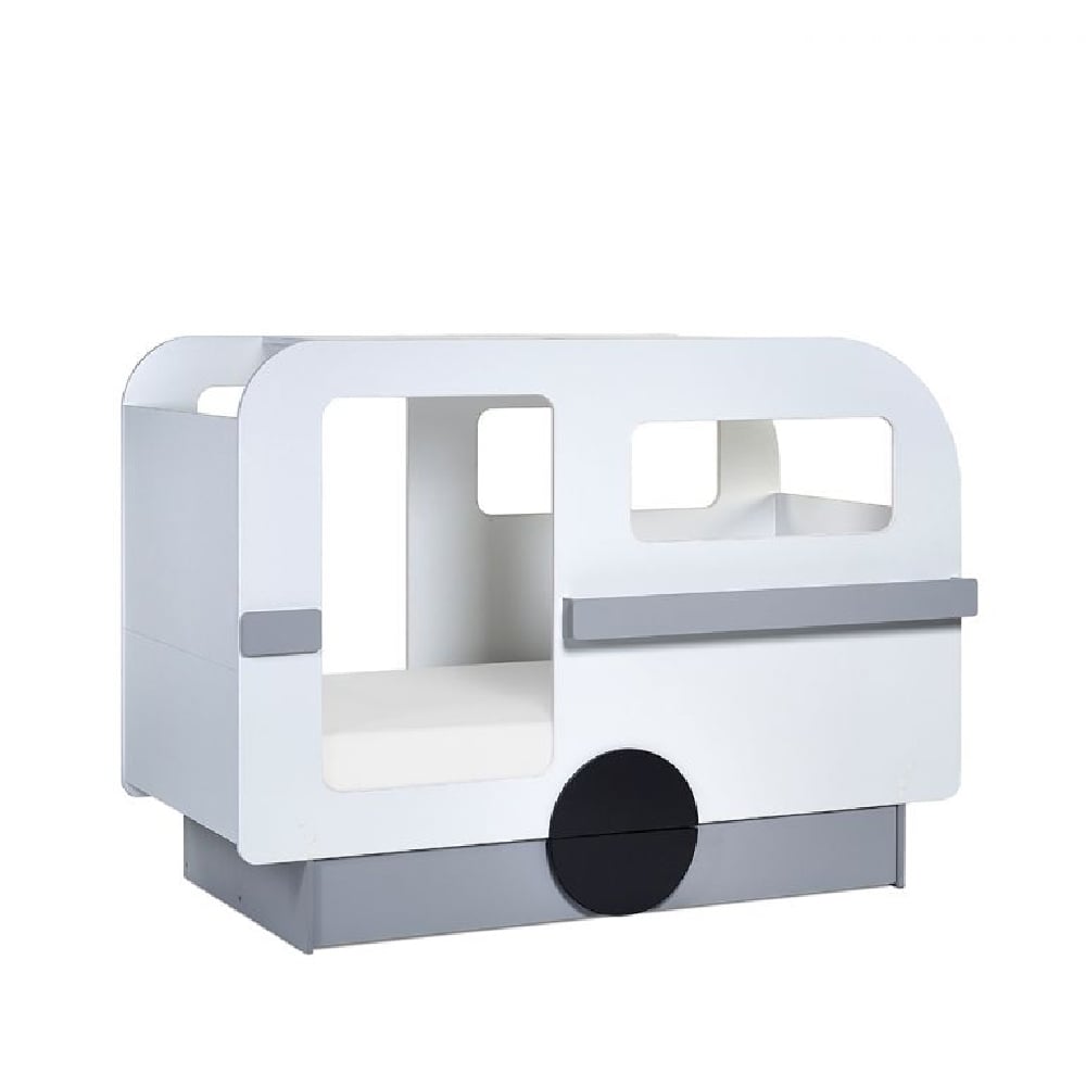 Tartu Wooden Caravan Children Bed In Grey And White