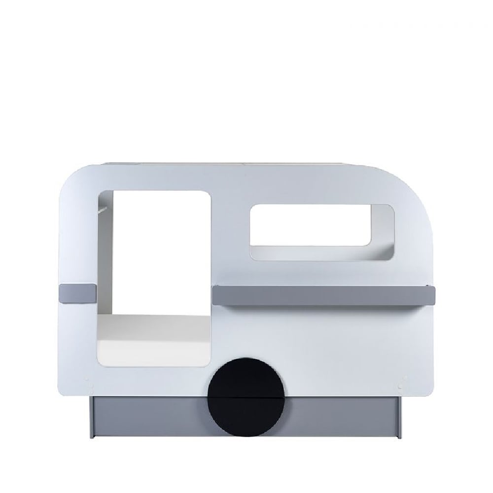 Tartu Wooden Caravan Children Bed In Grey And White
