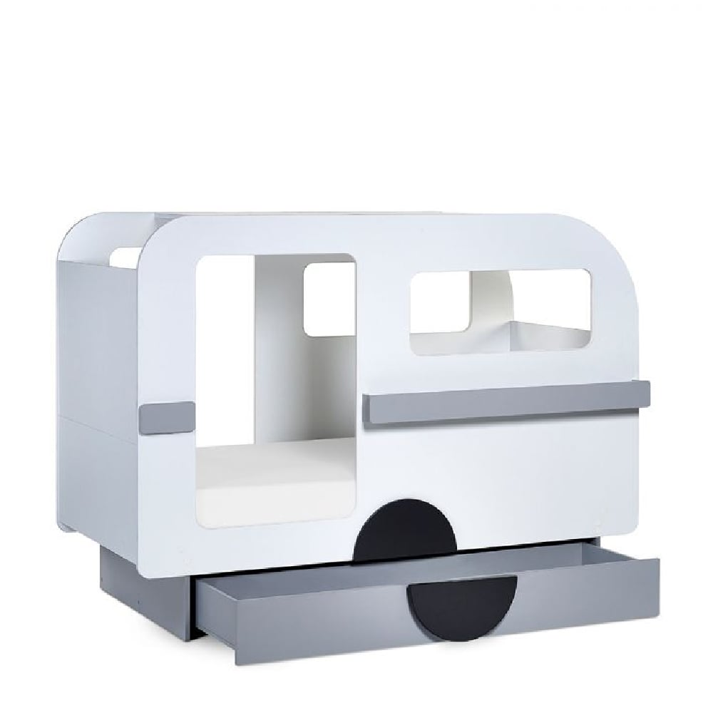 Tartu Wooden Caravan Children Bed In Grey And White