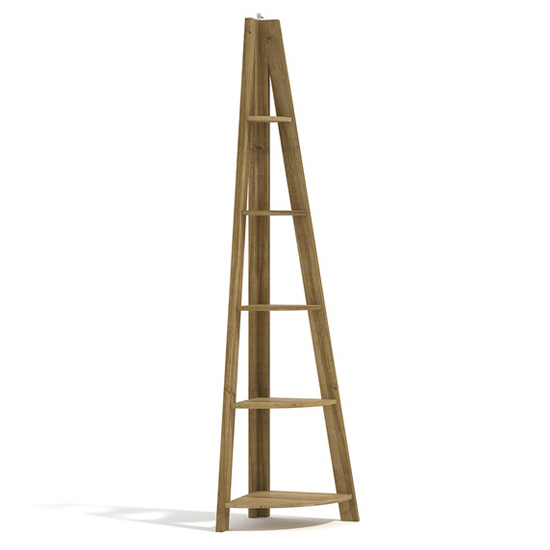 Tarvie Corner Wooden Ladder Style Shelving Unit In Oak_3