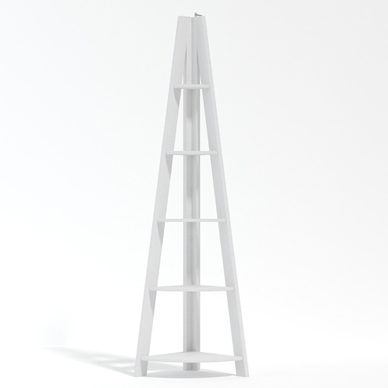 Tarvie Corner Wooden Ladder Style Shelving Unit In White_2
