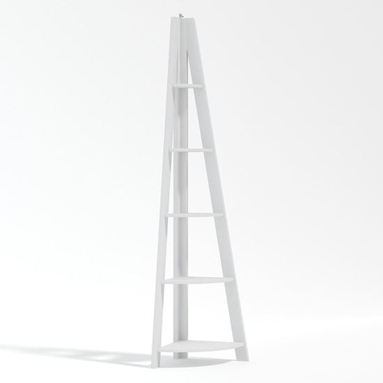 Tarvie Corner Wooden Ladder Style Shelving Unit In White_3