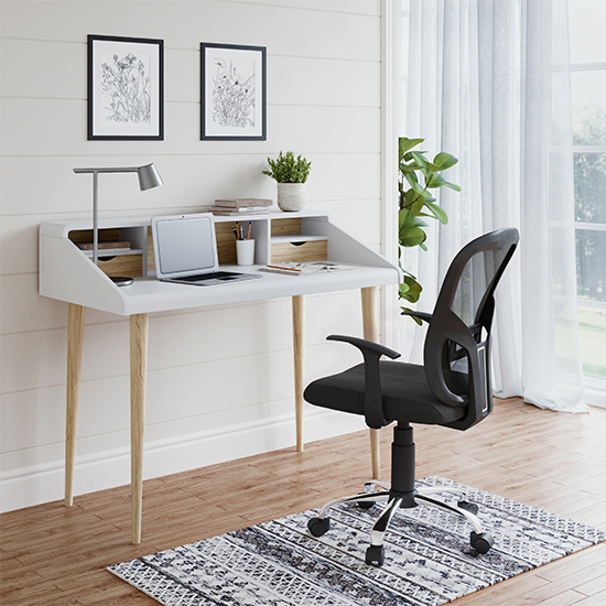 Tarvin Mesh Fabric Home And Office Chair In Black_6