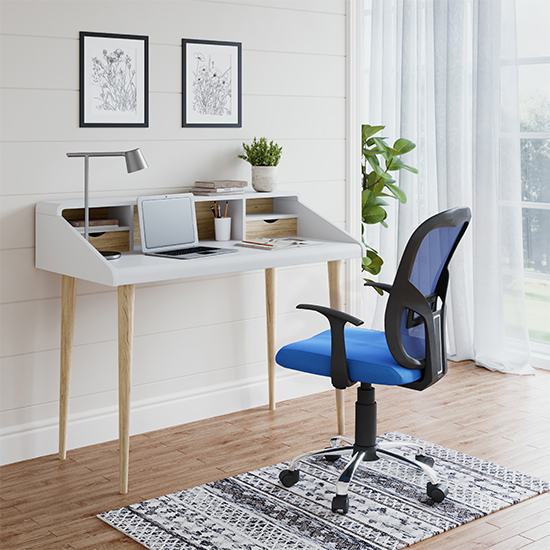 Tarvin Mesh Fabric Home And Office Chair In Blue