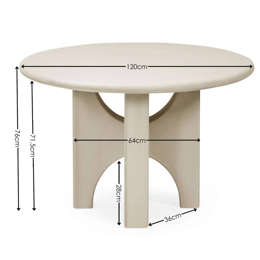 Tarvio Round Stone Effect Dining Table in Grey