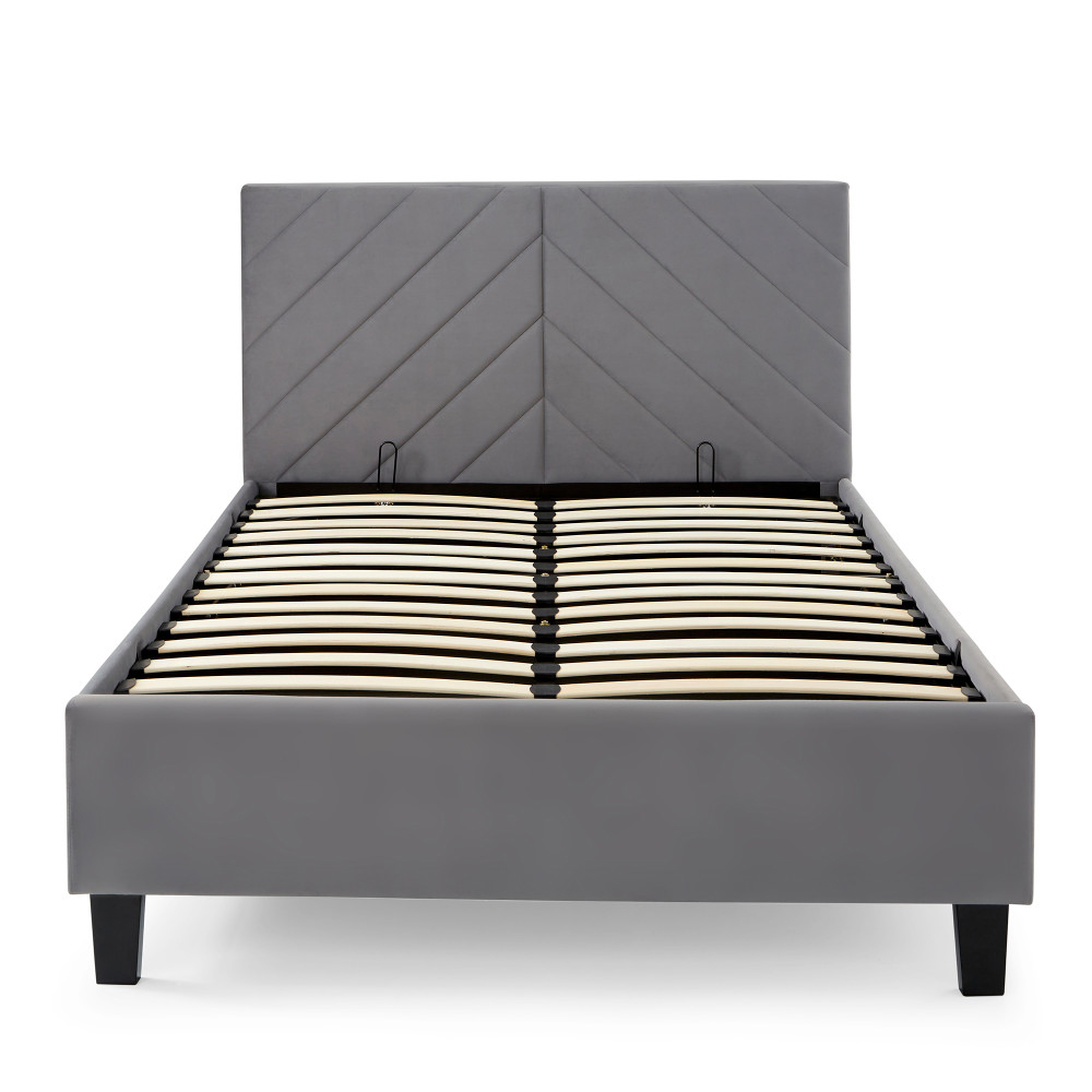 Tarvion Fabric Ottoman Storage Double Bed in Grey