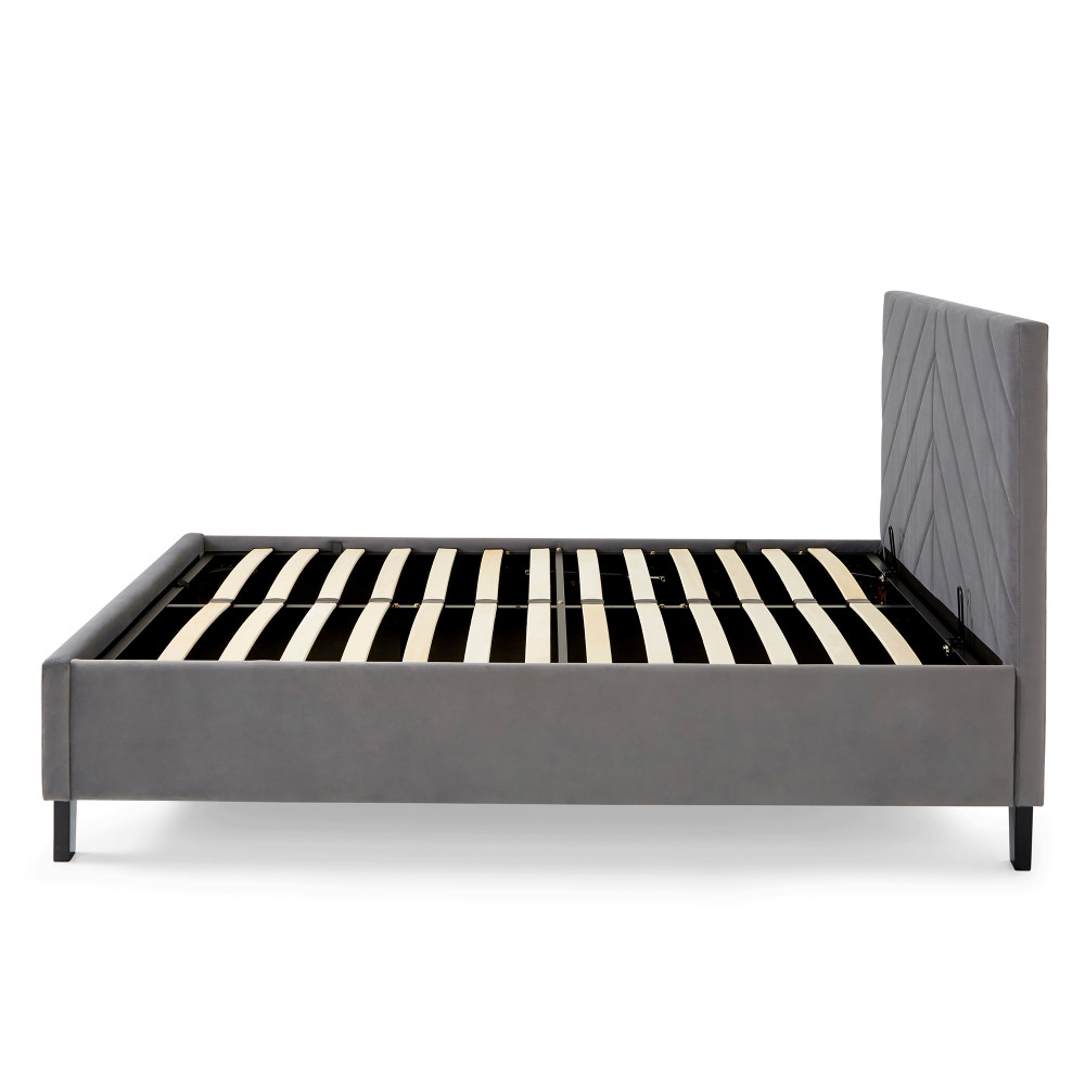 Tarvion Fabric Ottoman Storage Double Bed in Grey
