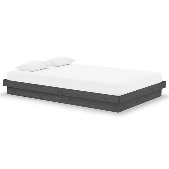 Tassilo Solid Pinewood Double Bed In Grey