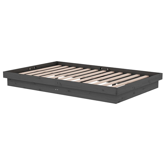 Tassilo Solid Pinewood Double Bed In Grey