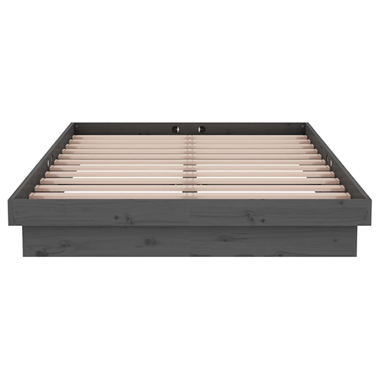 Tassilo Solid Pinewood Double Bed In Grey