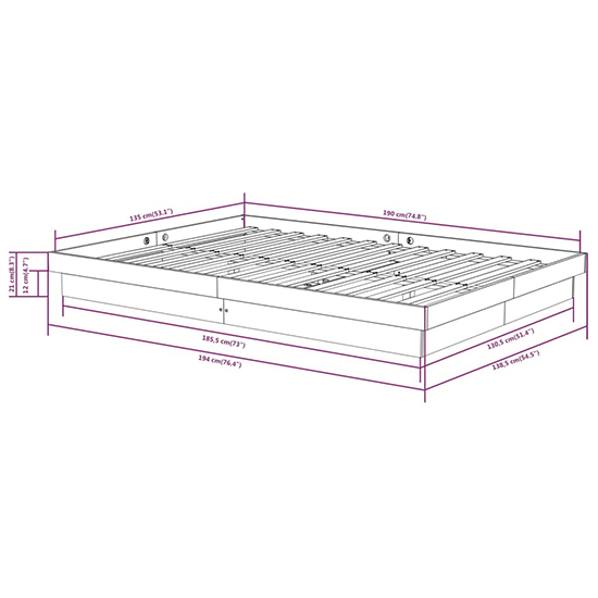 Tassilo Solid Pinewood Double Bed In Grey