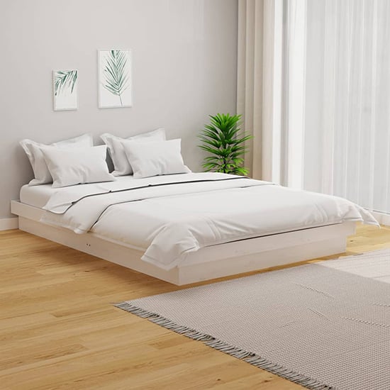 Read more about Tassilo solid pinewood double bed in white
