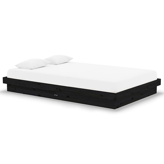 Tassilo Solid Pinewood Small Double Bed In Black Furniture in Fashion