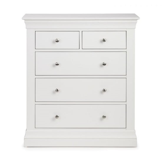 Tassio Wooden Tall Chest Of Drawers In White Lacquer FiF